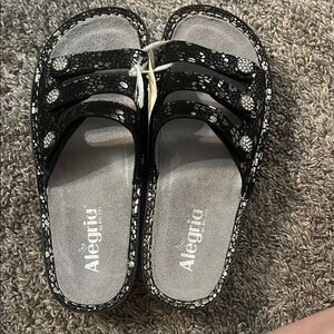 Alegria Black and Gray Studded Sandals